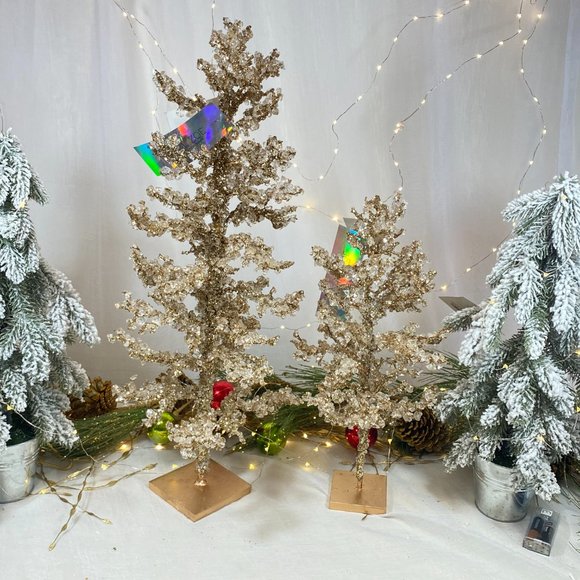 Rachel Zoe Jeweled Cluster Crystal Glass Gold Holiday Christmas Tree 24" New - Picture 8 of 16